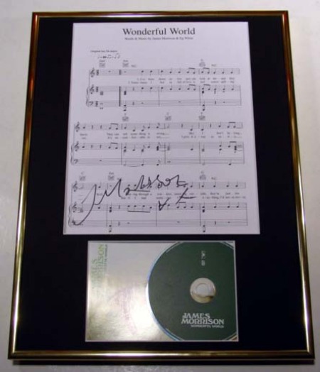 JAMES MORRISON/SIGNED SONGSHEET & CD DISPLAY/FRAMED/COA